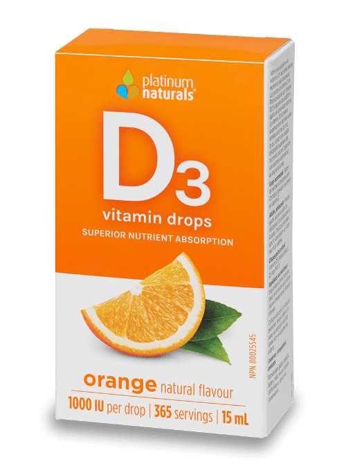 Platinum Naturals Vitamin D3 1000 i.u. 15mL Orange Flavour - Nutrition Plus