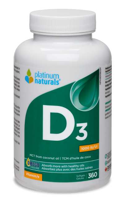 Platinum Naturals Vitamin D3 1000 i.u. 360 Softgels - Nutrition Plus