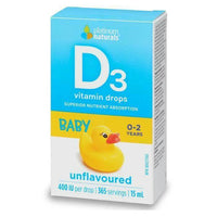 Thumbnail for Platinum Naturals Vitamin D3 400 i.u. Baby Drops 15 mL - Nutrition Plus