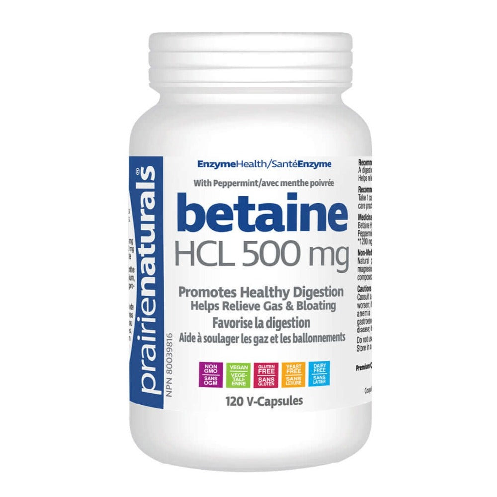 Prairie Naturals Betaine HCL 500 mg 120 Veg Capsules - Nutrition Plus