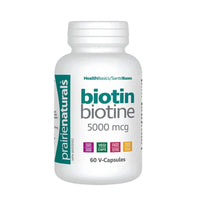 Thumbnail for Prairie Naturals Biotin 5000 mcg 60 Veg Capsules - Nutrition Plus