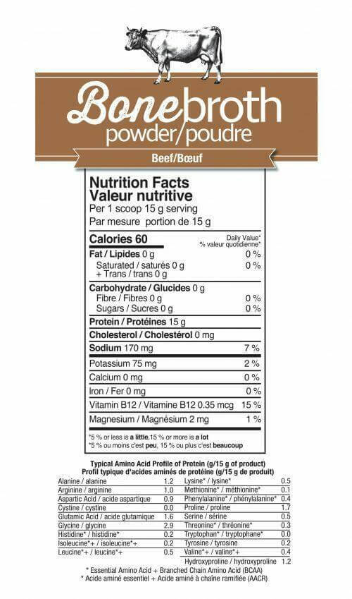 Prairie Naturals Grass Fed Beef Bone Broth Protein 300 Grams - Nutrition Plus