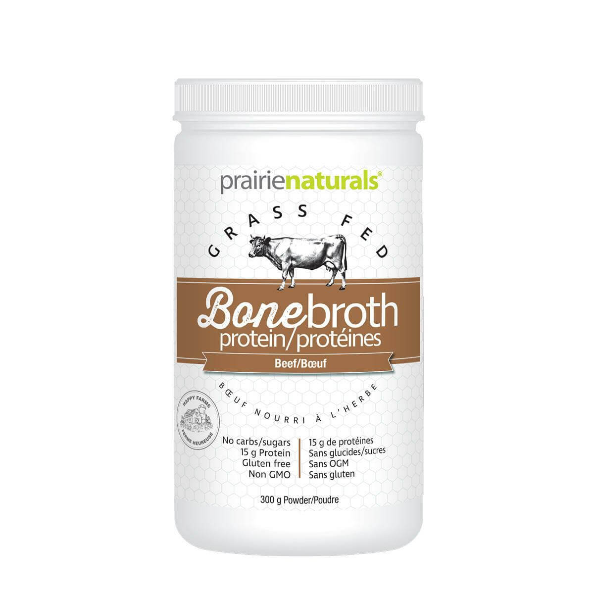 Prairie Naturals Grass Fed Beef Bone Broth Protein 300 Grams - Nutrition Plus