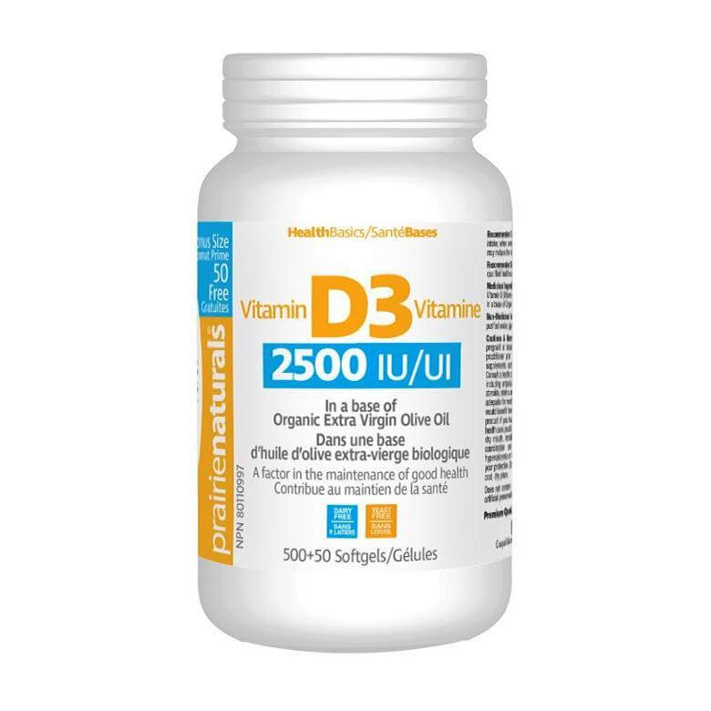 Prairie Naturals Vitamin D3 2500 IU 550 Softgels BB - Nutrition Plus