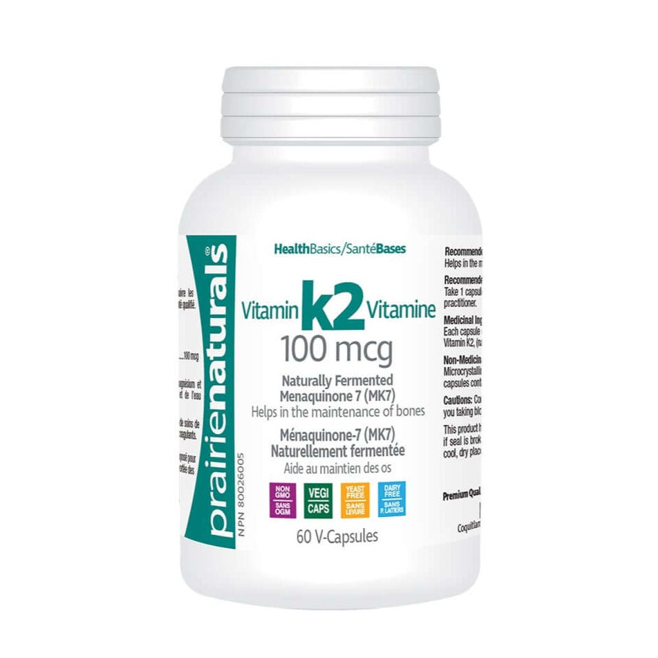 Prairie Naturals Vitamin K2 MK-7 100 mcg 60 Veg Capsules - Nutrition Plus