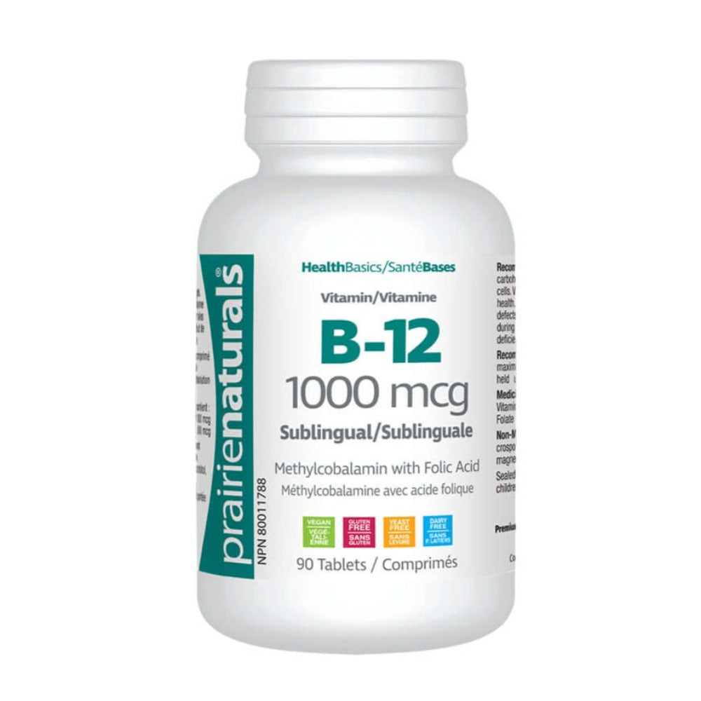 Prairie Naturals Vitamin Vitamin B12 1000 mcg 90 Sublingual Tablets - Nutrition Plus