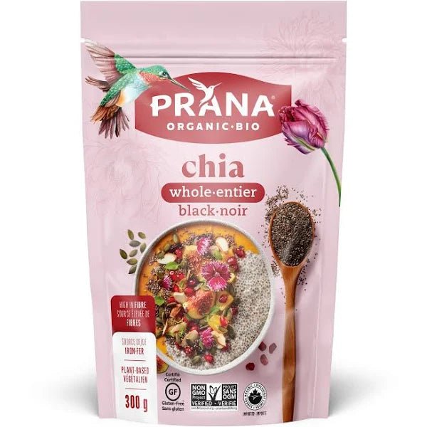 Prana Organic Chia Seeds Whole Black 300 Grams - Nutrition Plus