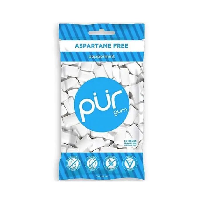 Pur Gum Sugar-Free Peppermint Gum Bag 77 Grams, 55 Pieces - Nutrition Plus