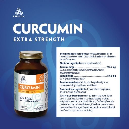 Purica Curcumin Extra Strength 120 Veg Capsules - Nutrition Plus