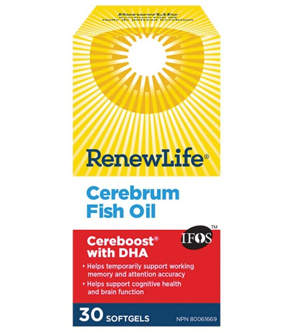 Renew Life Cerebrum Fish Oil with DHA 30 Softgels - Nutrition Plus