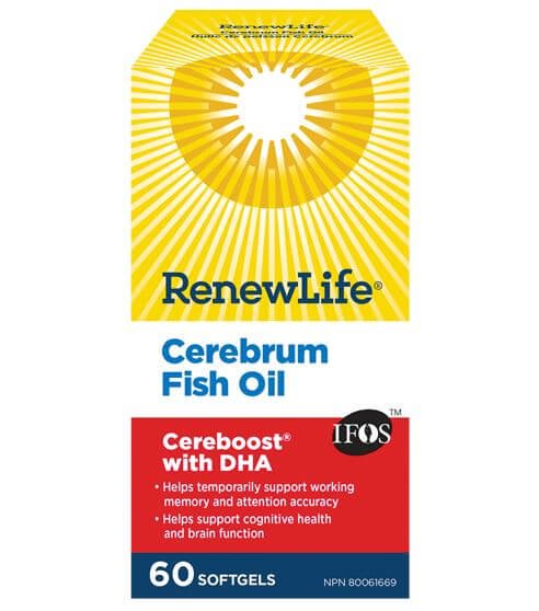 Renew Life Cerebrum Fish Oil with DHA 60 Softgels - Nutrition Plus