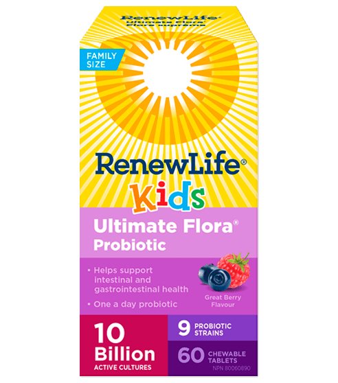 Renew Life® Ultimate Flora® Kids Probiotic, 10 Billion 60 Chewable Tablets - Nutrition Plus