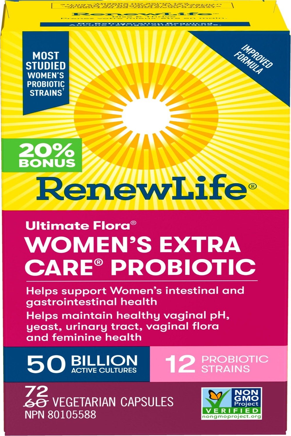 Renew Life Ultimate Flora® Women’s Extra Care™ Probiotic 50 Billion 72 Veg Capsules - Nutrition Plus