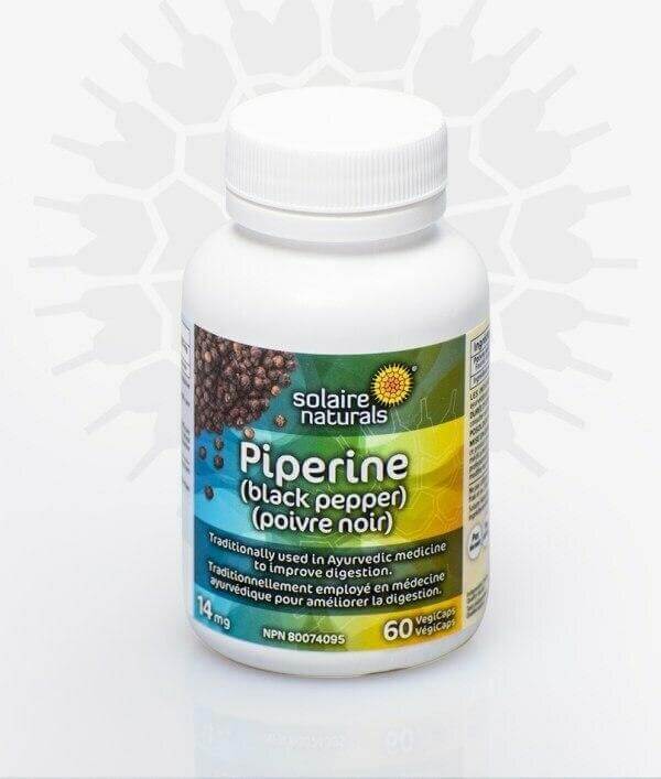Solaire Naturals Herbals PIPERINE (Black Pepper) 14 mg 60 VegiCaps - Nutrition Plus
