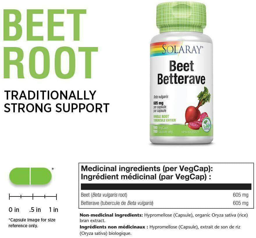 Solaray Beet Root 605mg 100 Veg Capsules - Nutrition Plus