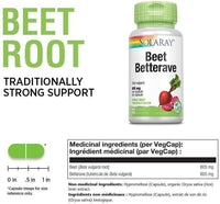 Thumbnail for Solaray Beet Root 605mg 100 Veg Capsules - Nutrition Plus