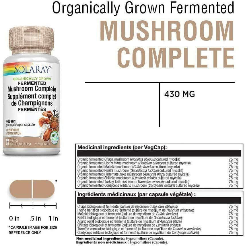 Solaray Fermented Mushroom Complete 60 Veg Capsules - Nutrition Plus