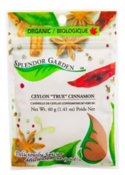 Splendor Garden Organic Ceylon “True” Cinnamon 40 Grams - Nutrition Plus