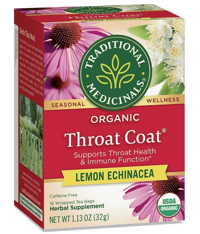 Traditional Medicinals - Organic Throat Coat® Tea, Lemon Echinacea, 16 Bags - Nutrition Plus