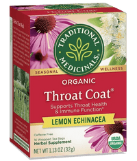 Thumbnail for Traditional Medicinals - Organic Throat Coat® Tea, Lemon Echinacea, 16 Bags - Nutrition Plus