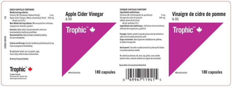Trophic Apple Cider Vinegar 180 Capsules - Nutrition Plus