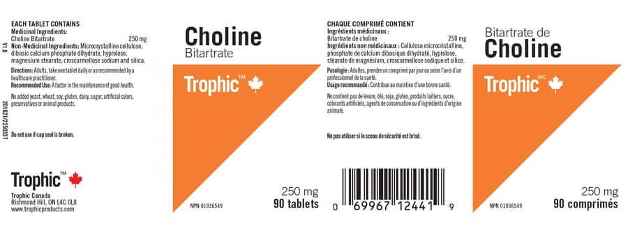 Trophic Choline 90 Tablets - Nutrition Plus