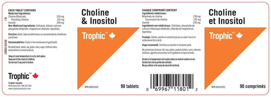 Trophic Choline & Inositol 180 Tablets - Nutrition Plus