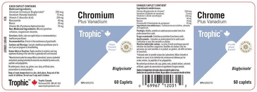 Trophic Chromium & Vanadium 90 Caplets - Nutrition Plus