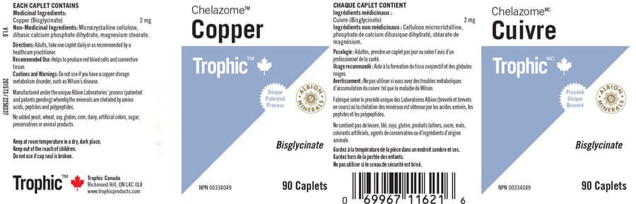 Trophic Copper Chelate 90 Caplets - Nutrition Plus