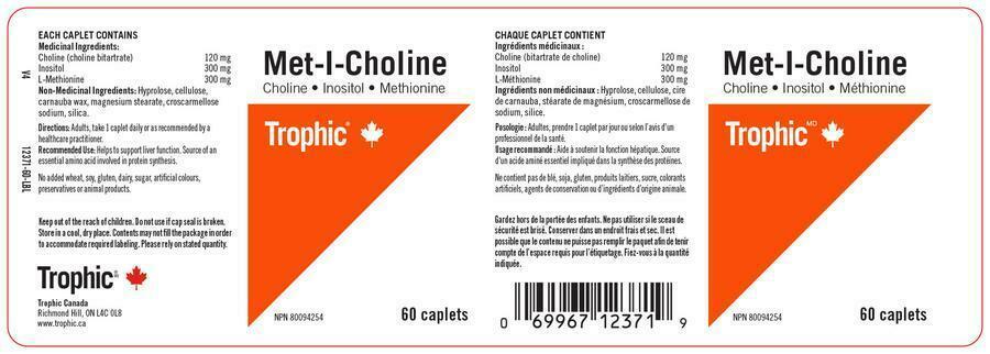 Trophic Met-I-Choline 60 Caplets - Nutrition Plus