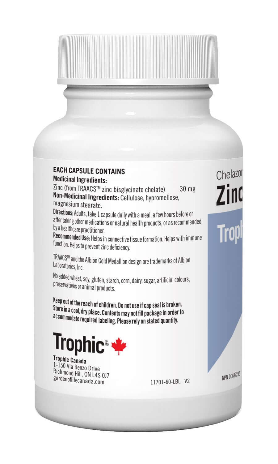 Trophic Zinc Chelazome 30 mg Veg Capsules - Nutrition Plus