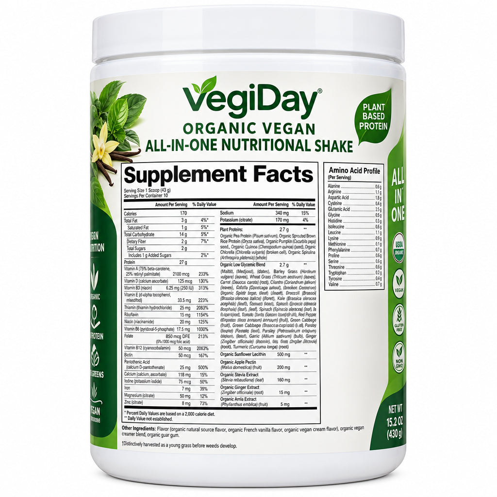 VegiDay Organic Vegan All in One Nutritional Shake - Nutrition Plus