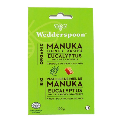 Wedderspoon Organic Manuka Honey Drops Eucalyptus 120 Grams - Nutrition Plus